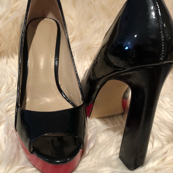 Black and Red, Platform, Peep-Toe Heels, Size 8/9 - Picture 5 of 6